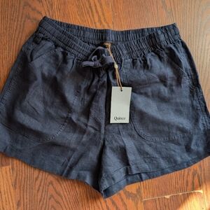 Quince Navy 100 European Linen Women's Shorts Dark Blue Summer Vacation Resort M